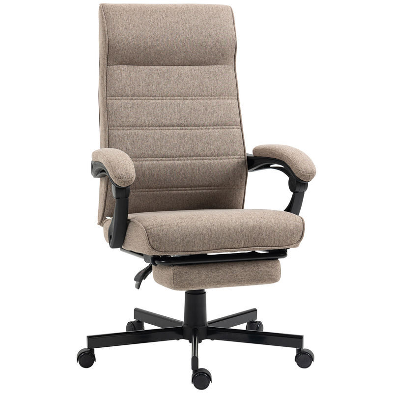 Vinsetto cadeira de escritório giratória cadeira de escritório reclinável com altura ajustável apoio para os braços apoio para os pés retrátil para sala de estar escritório estúdio carga 20kg 68x67x106-114cm marrom