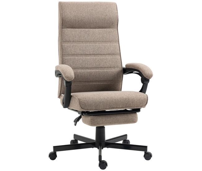 Vinsetto cadeira de escritório giratória cadeira de escritório reclinável com altura ajustável apoio para os braços apoio para os pés retrátil para sala de estar escritório estúdio carga 20kg 68x67x106-114cm marrom