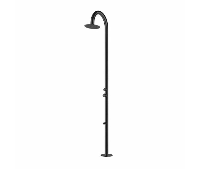 Chuveiro preto palau sined com chuveiro interior e exterior de 25cm de diâmetro com misturador e corpo de lavagem de pés e acessórios em aço