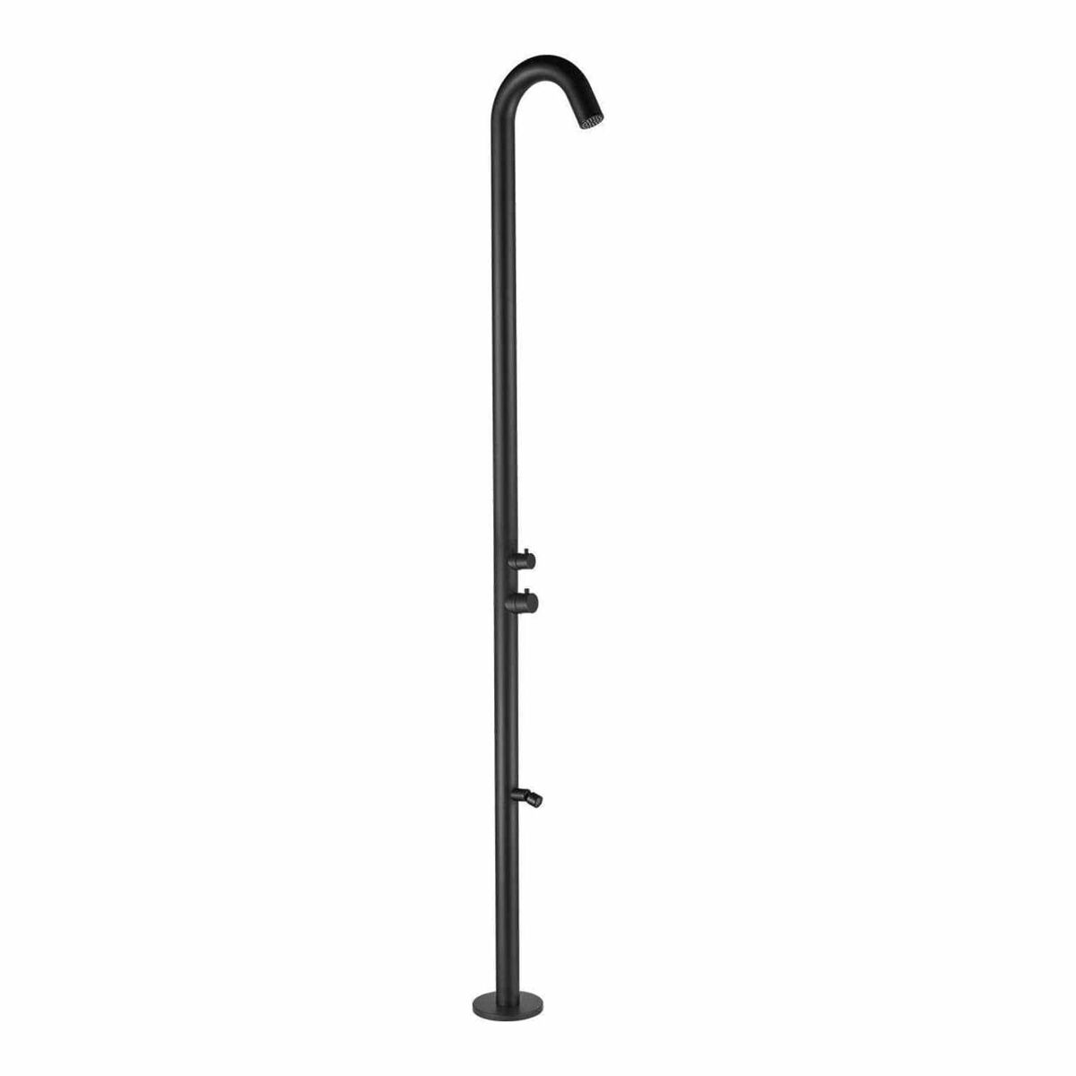 Chuveiro exterior sined quartu em aço inox aisi inox 316l chuveiro preto mate com entrada de água quente e fria de 60 mm de diâmetro com cabeça de