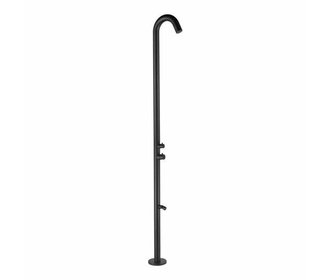 Chuveiro exterior sined quartu em aço inox aisi inox 316l chuveiro preto mate com entrada de água quente e fria de 60 mm de diâmetro com cabeça de