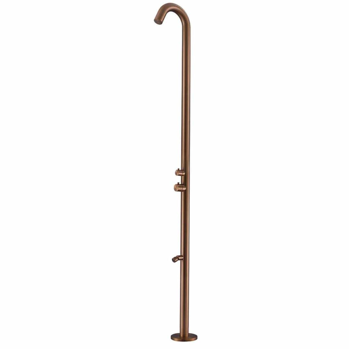Chuveiro exterior quartu em aisi inox 316l gold rpsa steel. chuveiro com entrada de água quente e fria diâmetro do tambor 60 mm h 2289 mm. com cabeça