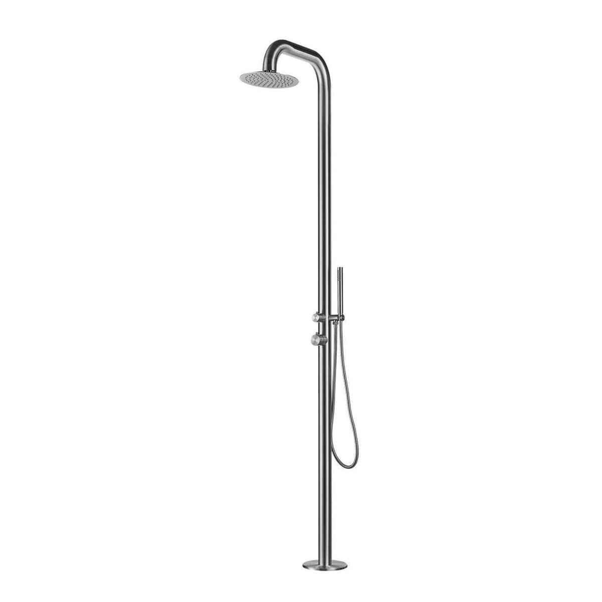 Pula sined outdoor shower para piscina e jardim. diâmetro da cabeça do chuveiro 25 cm estrutura e acessórios em aço inoxidável marítimo aisi 316l