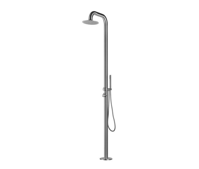 Pula sined outdoor shower para piscina e jardim. diâmetro da cabeça do chuveiro 25 cm estrutura e acessórios em aço inoxidável marítimo aisi 316l