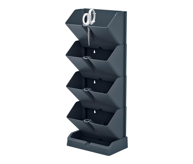 Macetero vertical prosperplast mini cascade de plástico na cor antracite 19,5 (comprimento) x 11,4 (largura) x 47,5 (alto) cm com tesoura de jardim