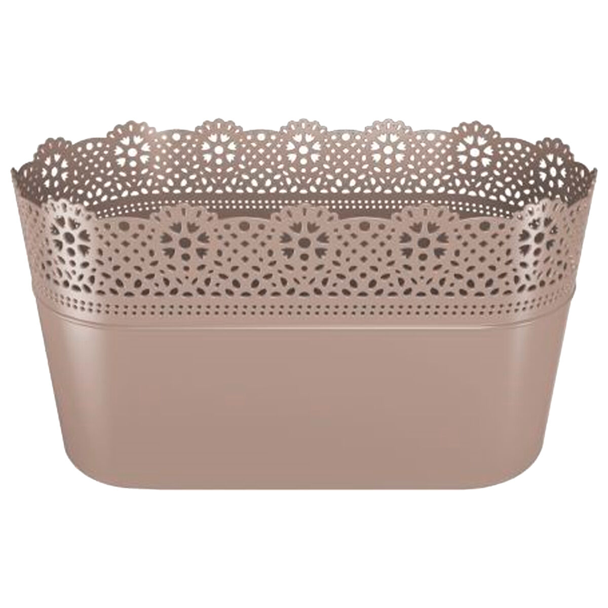 Pote de renda, dimensões (mm) 285x135x155, cor mocca