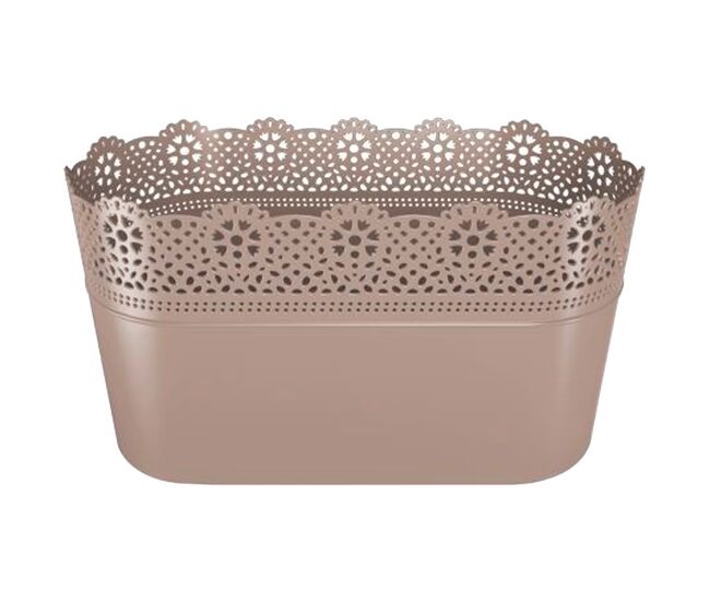 Pote de renda, dimensões (mm) 285x135x155, cor mocca