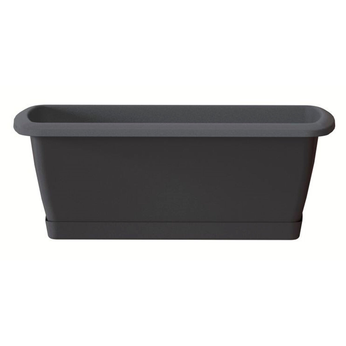 Jardineiro de tapa com suporte plástico na cor antracite 59 (comprimento) x 18,4 (largura) x 14,5 (alta) cm