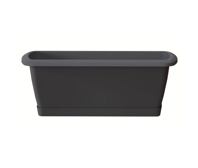Jardineiro de tapa com suporte plástico na cor antracite 59 (comprimento) x 18,4 (largura) x 14,5 (alta) cm
