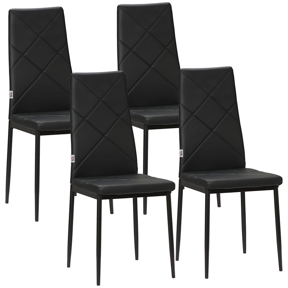 Conjunto de 4 Cadeiras Espuma, Aço e PVC HOMCOM, casa - cadeiras