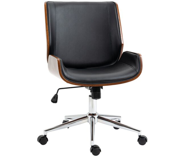 Vinsetto cadeira de escritório operativa giratória de pu com altura ajustável função inclinação e rodas para sala de estar dormitório estúdio carga máxima 120kg 51x65,5x82-92cm noir