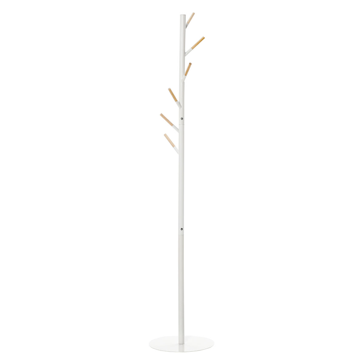 Homcom cabide de pé de madeira cabide de pé com 6 ganchos para roupa bolsas e estrutura de metal para sala de estar entrada dormitório 35x35x174cm