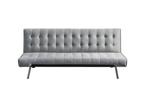 Sofá-cama nahia 2 lugares clic clac veludo 168x69cm cinzento