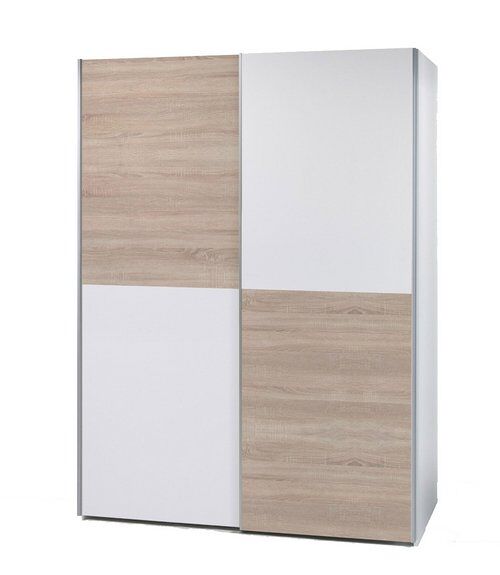 Roupeiro 2 portas de correr 196x170 cm cor branco cambraia