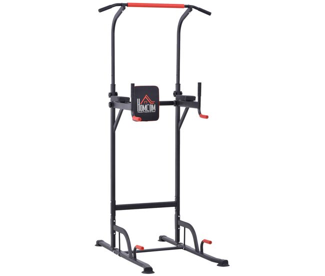 Homcom torre de exercícios estação multifuncional altura ajustável com 7 orifícios para treinamento fitness para casa academia escritório carga