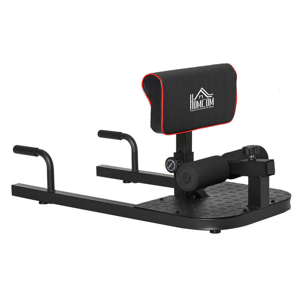 Homcom sissy squat 3 em 1 máquina de agachamento para exercícios de abdominais flexões agachamentos 50x97x56,5cm preto e vermelho