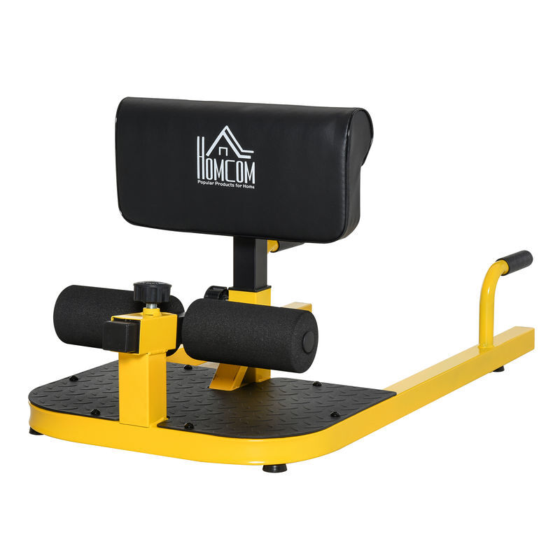 Homcom sissy squat 3 em 1 máquina de agachamento para exercícios de abdominais flexões agachamentos 50x97x56,5cm preto e amarelo
