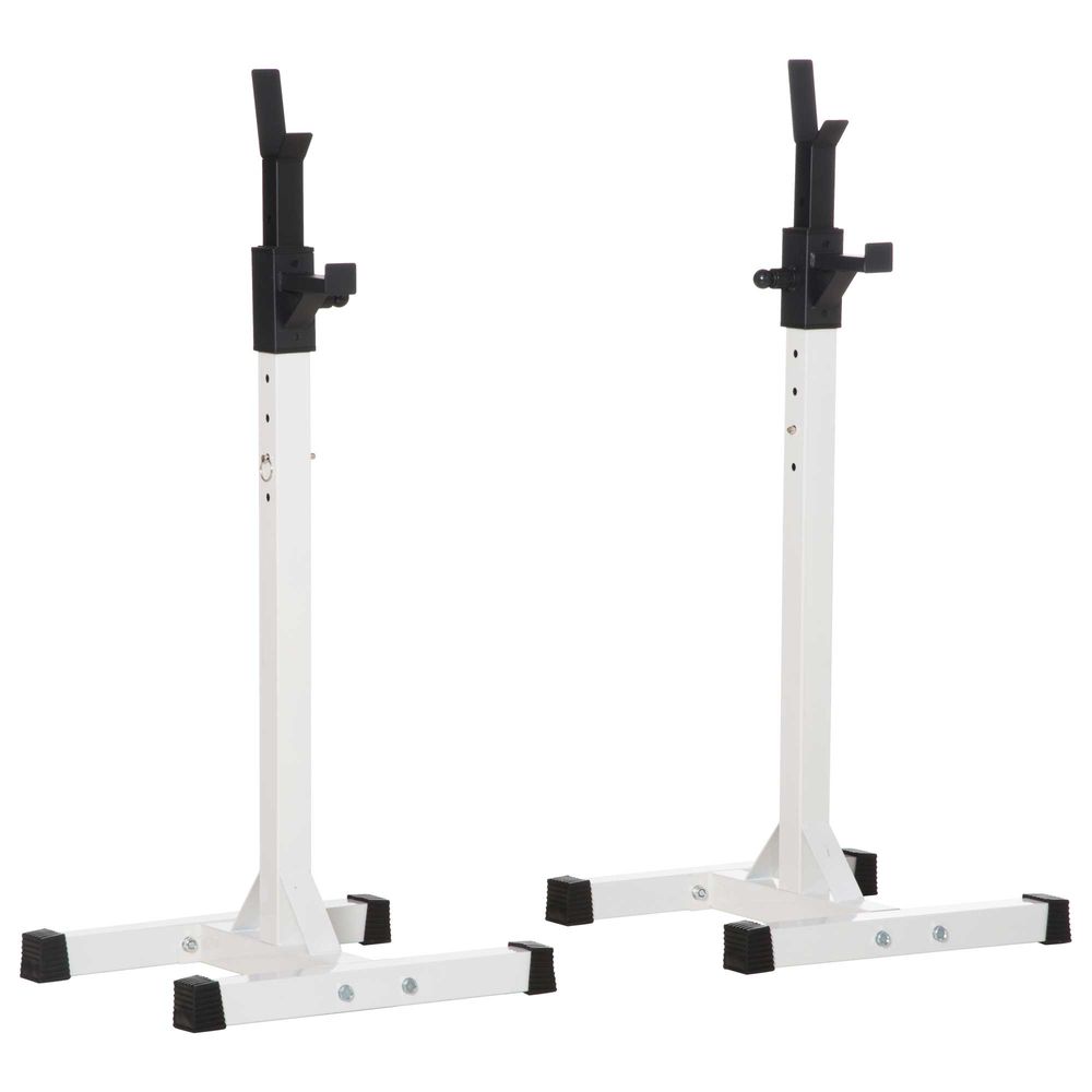 Homcom suporte para barra de pesos ajustável estante de aço para levantamento de pesos carga máx. 150kg treinamento em academia casa 52x48x105-160cm