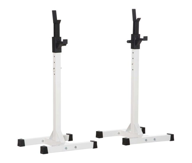 Homcom suporte para barra de pesos ajustável estante de aço para levantamento de pesos carga máx. 150kg treinamento em academia casa 52x48x105-160cm