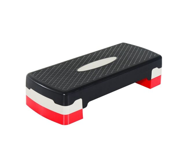 Homcom step de aeróbica antiderrapante com altura ajustável em 2 níveis (10/15 cm), suporta até 150 kg, ideal para exercícios em casa ou ginásio,
