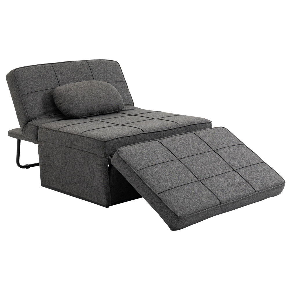 Sofá Cama Linho, Espuma e Metal HOMCOM, casa - sófas
