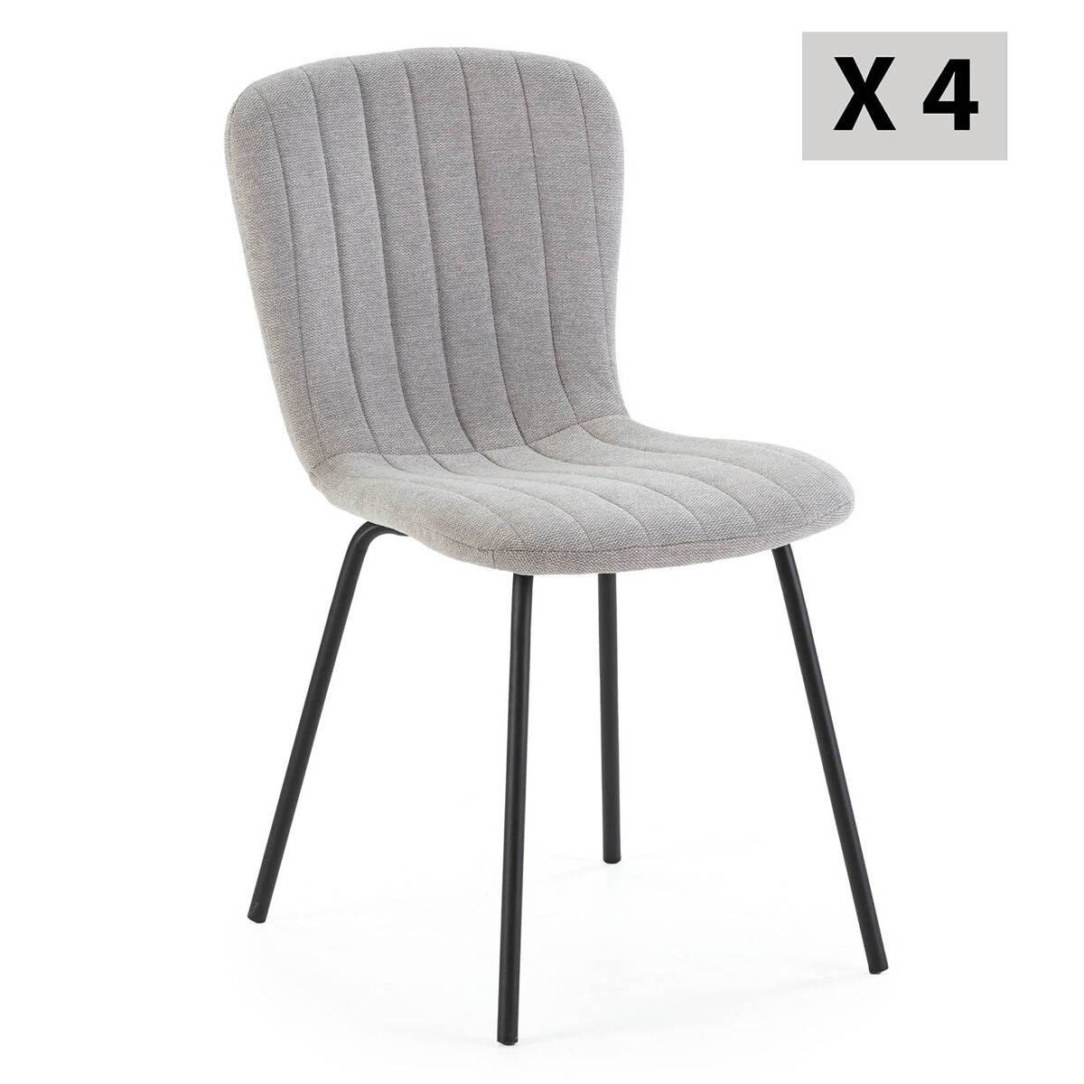  Conjunto de 4 cadeiras de jantar estofadas Lucky Cinza Claro