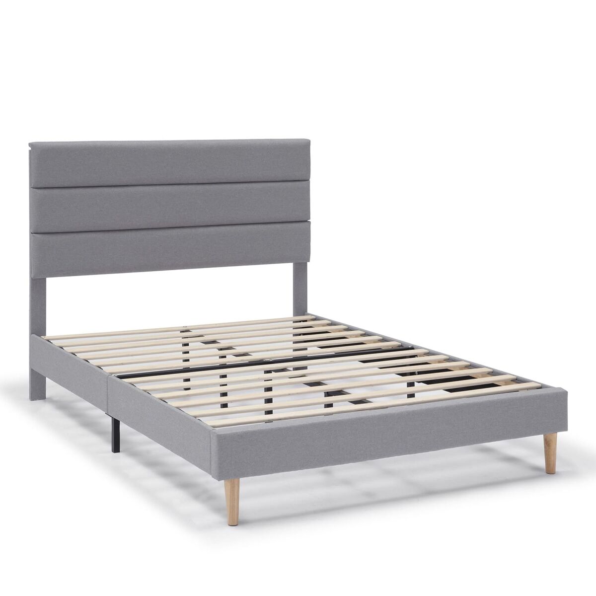 Estrutura de cama estofada aroma 150x190 cm, cinzento claro