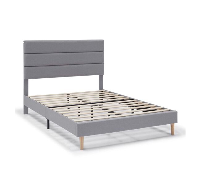 Estrutura de cama estofada aroma 150x190 cm, cinzento claro