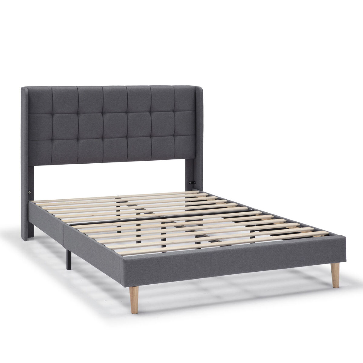 Estrutura de cama estofada esther 90x190 cm, cinzento escuro