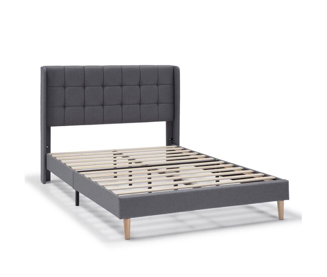 Estrutura de cama estofada esther 90x190 cm, cinzento escuro