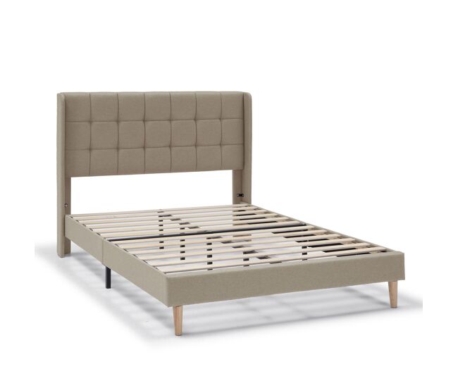 Estrutura de cama estofada esther 90x190 cm, bege