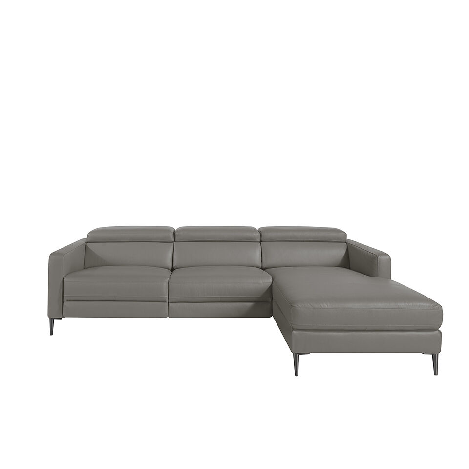Angel cerda canapé chaise longue droit en cuir avec relaxation gris foncé