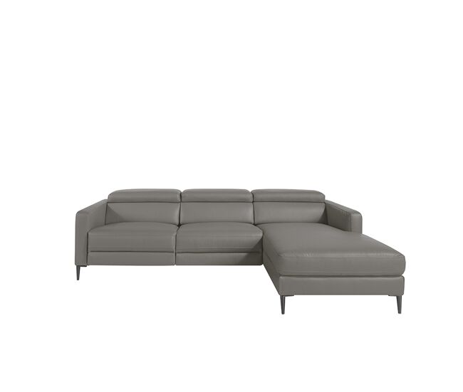 Angel cerda canapé chaise longue droit en cuir avec relaxation gris foncé
