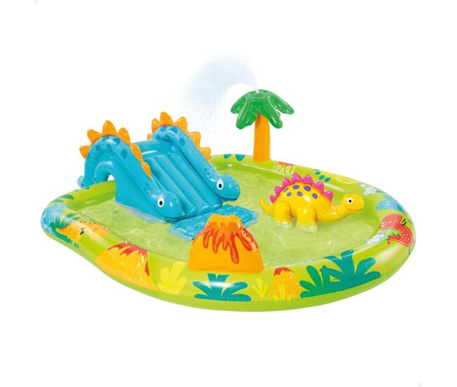 Chuveiro e slide dinosaur play center intex