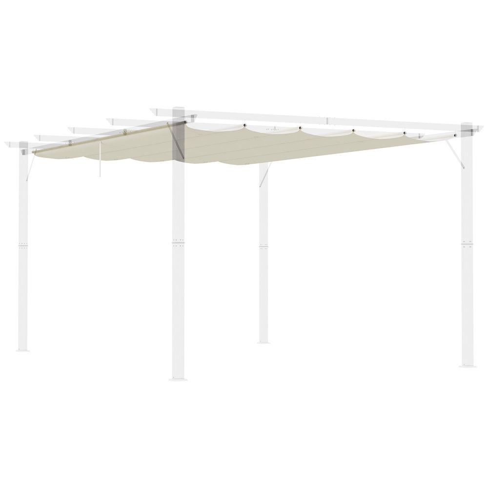 Outsunny cobertura para pérgola 3,5x2,5 m teto de substituição retrátil para pérgola com 10 orifícios de drenagem creme