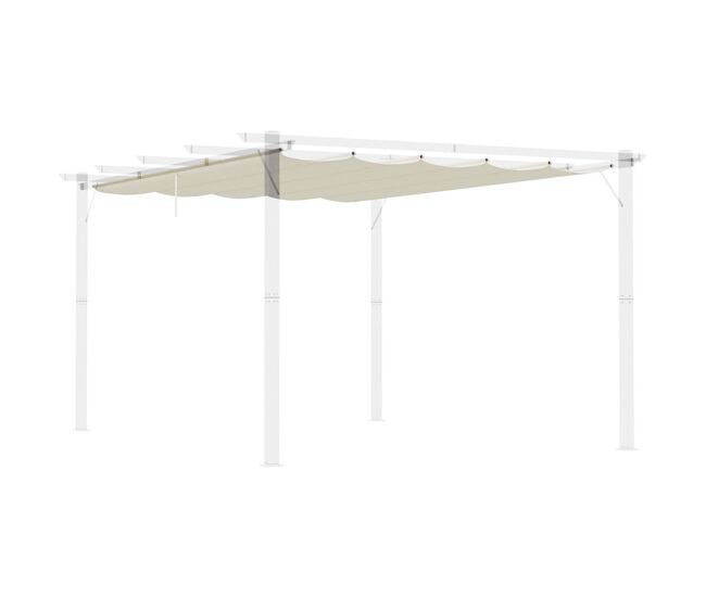 Outsunny cobertura para pérgola 3,5x2,5 m teto de substituição retrátil para pérgola com 10 orifícios de drenagem creme