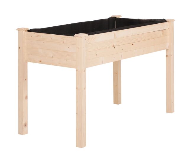 Outsunny horta elevada de madeira 122,5x56,5x76cm mesa de cultivo com tecido não tecido e 4 orifícios de drenagem para cultivo de plantas e flores