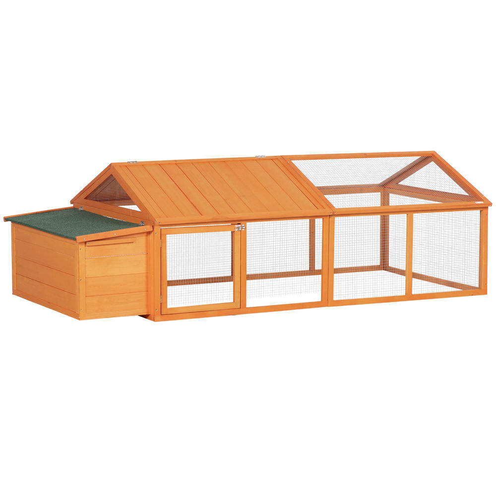 Pawhut galinheiro de madeira galinheiro de exterior espaçoso de 2 andares para 4-8 galinhas com teto abatível cercado portas com fechadura e caixa