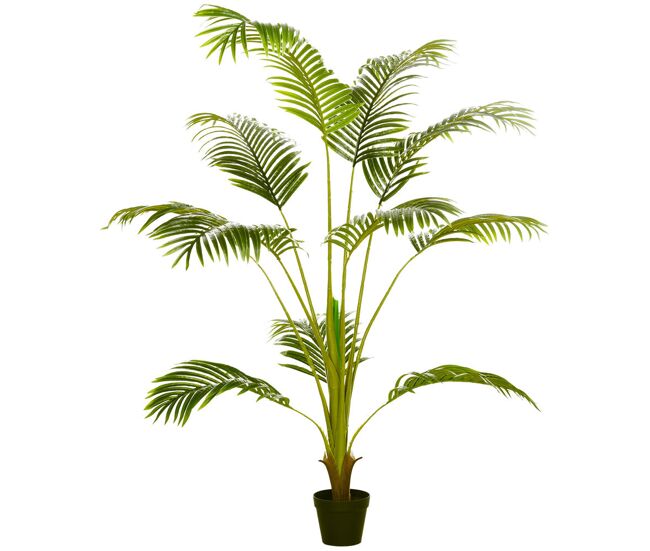 Homcom palmeira areca artificial 170cm planta artificial com 11 folhas realistas e vaso de plástico decoração para interior e exterior para sala de