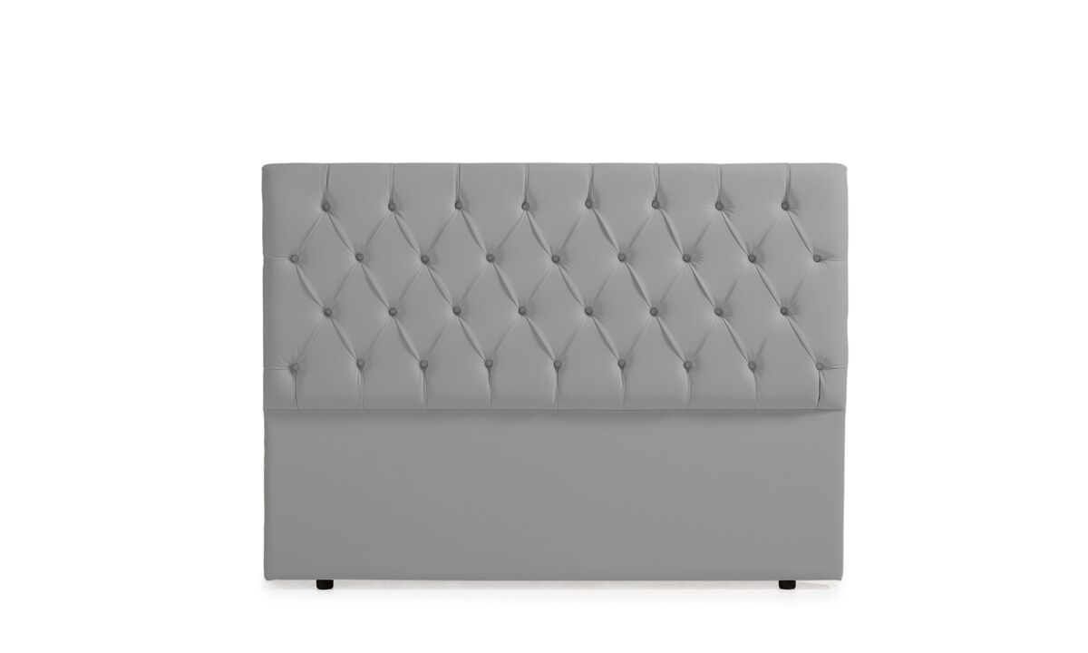 Cabeceira estofada capri pele sintética 160x120x12 cm - prata - moonia