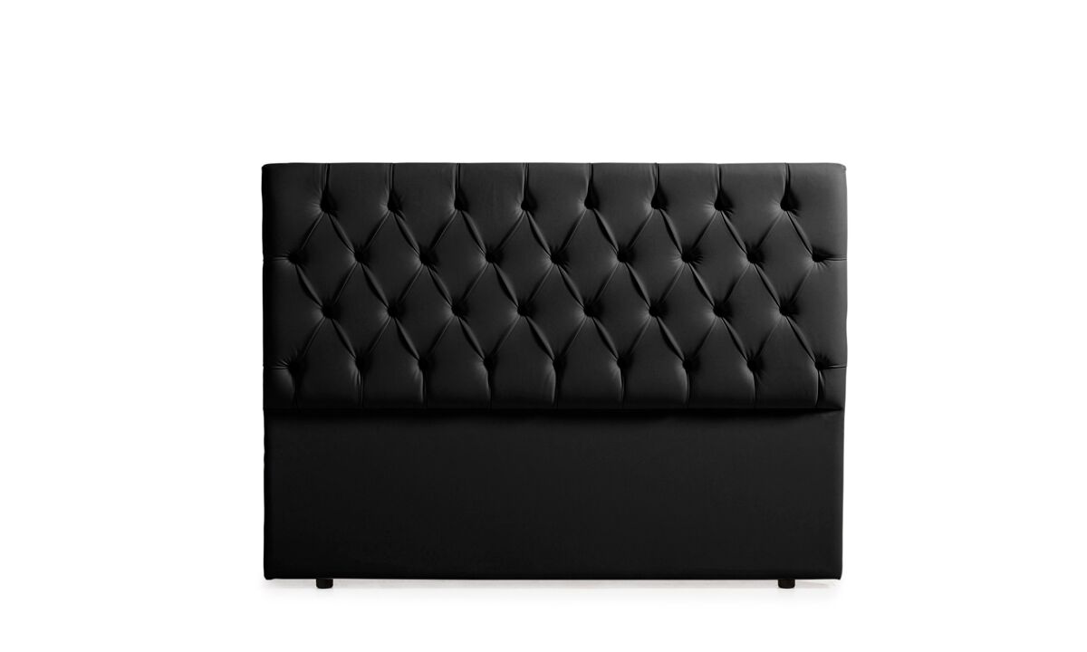 Cabeceira estofada capri pele sintética 220x120x12 cm - preto - moonia
