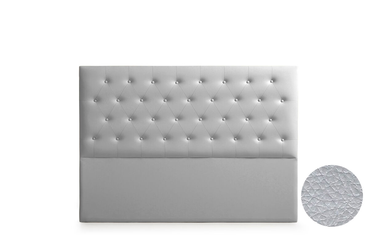 Cabeceira estofada ferrara pele sintética 115x120x8 cm - prata - moonia