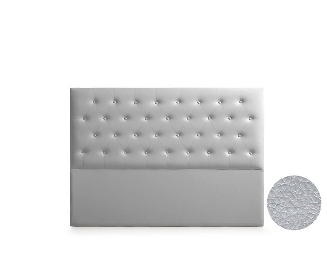 Cabeceira estofada ferrara pele sintética 115x120x8 cm - prata - moonia