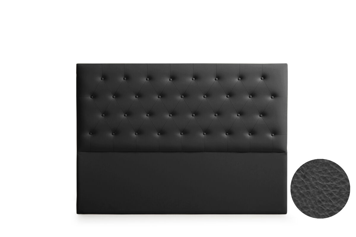 Cabeceira estofada ferrara pele sintética 115x120x8 cm - preto - moonia
