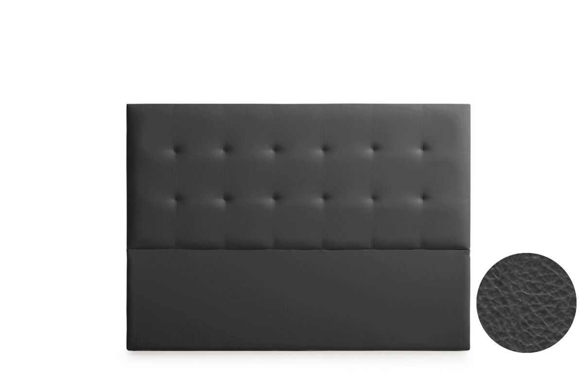 Cabeceira estofada astoria pele sintética 160x120x8 cm - preto - moonia