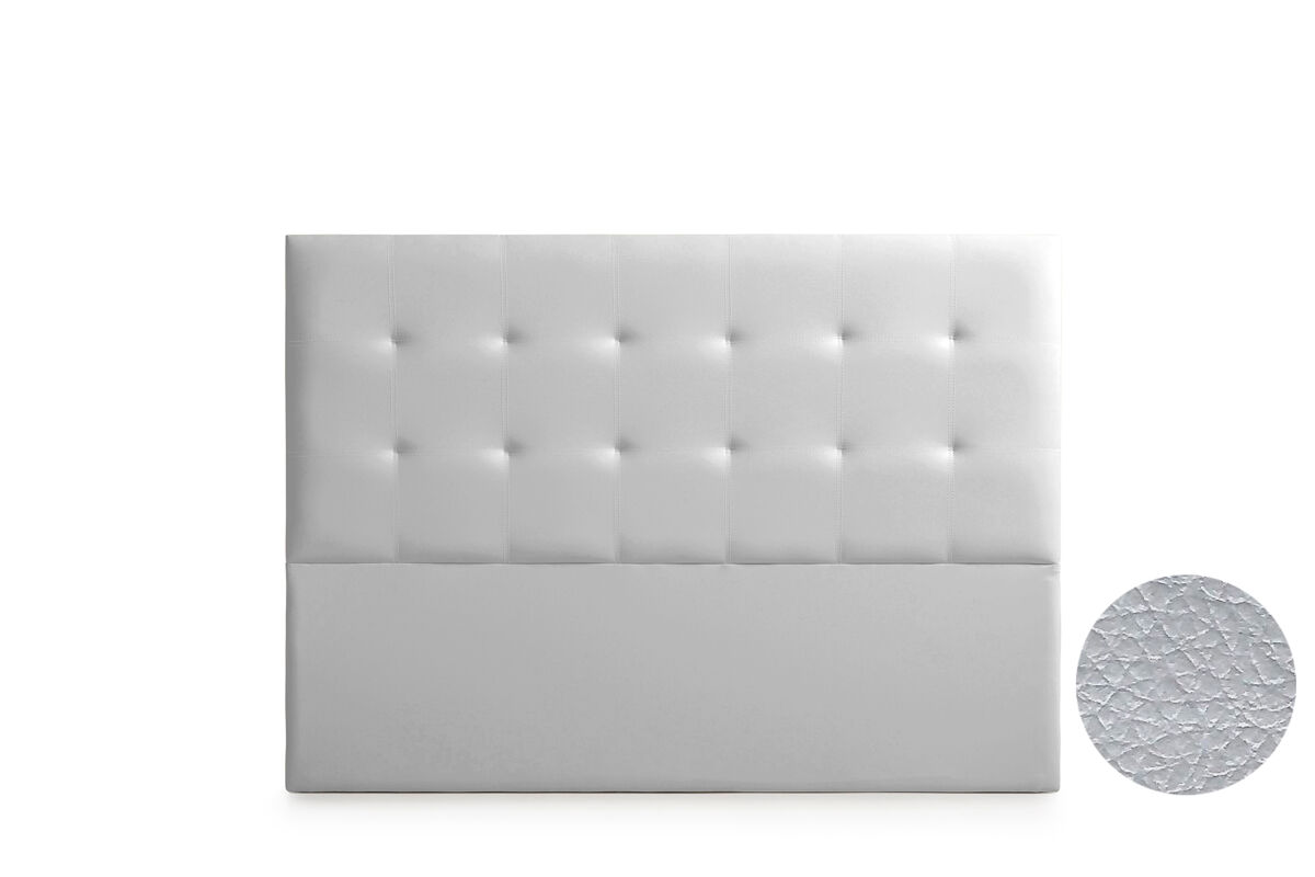 Cabeceira estofada astoria pele sintética 220x120x8 cm - prata - moonia