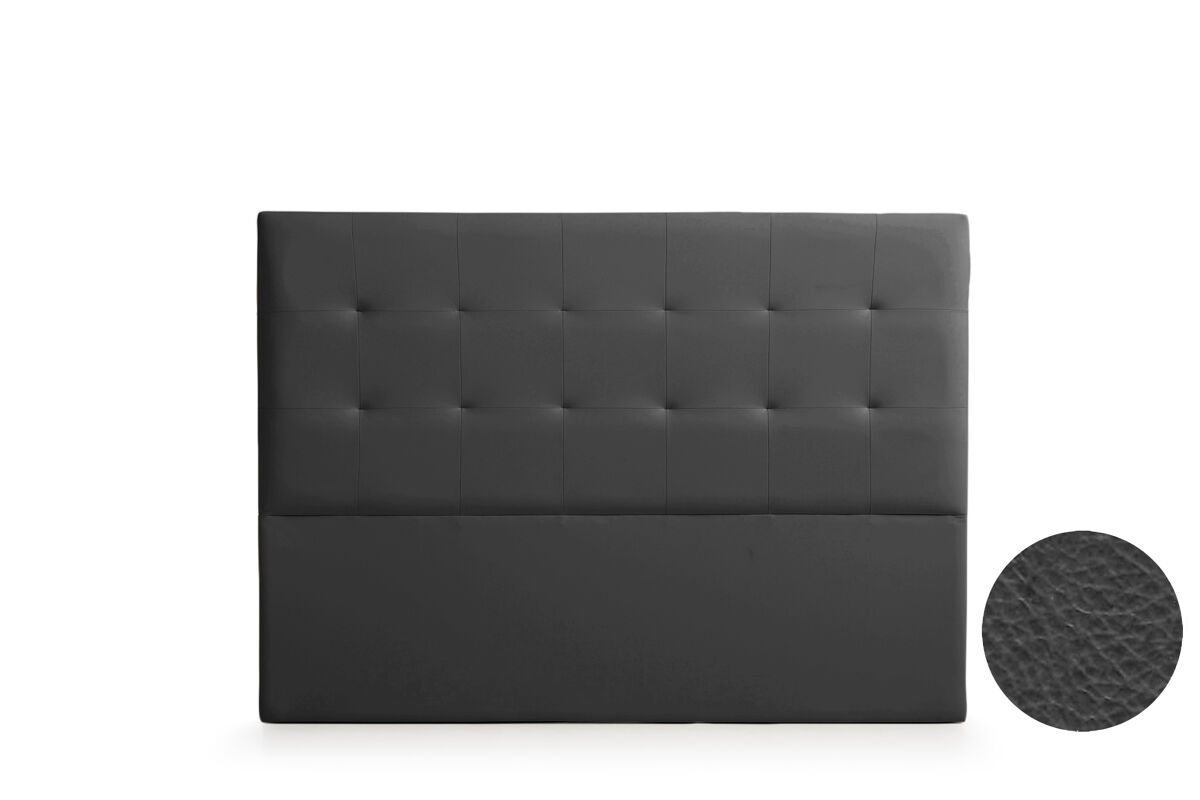 Cabeceira estofada atenea pele sintética 115x120x8 cm - preto - moonia