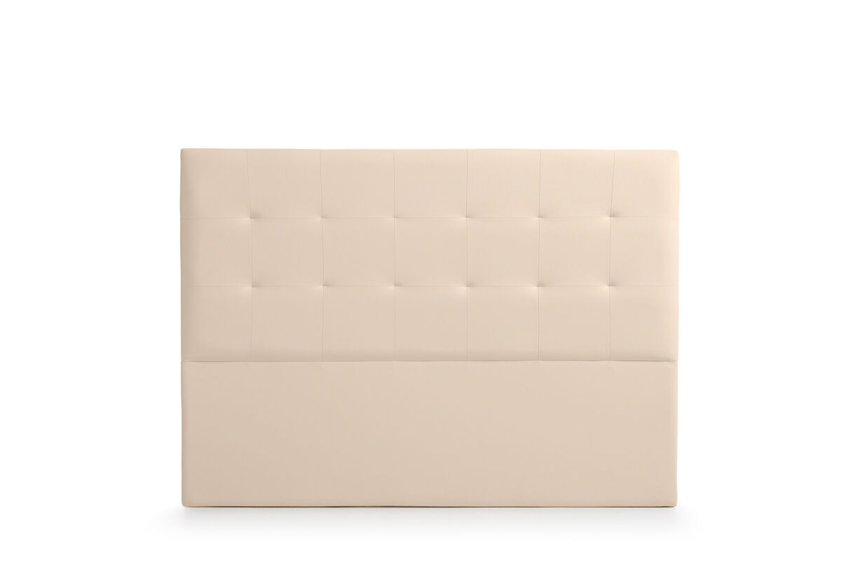 Cabeceira estofada atenea pele sintética 130x120x8 cm - bege - moonia