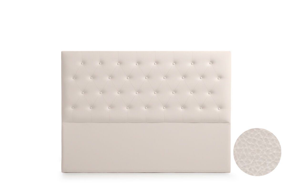 Cabeceira estofada ferrara pele sintética 130x120x8 cm - bege - moonia
