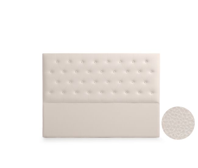Cabeceira estofada ferrara pele sintética 130x120x8 cm - bege - moonia